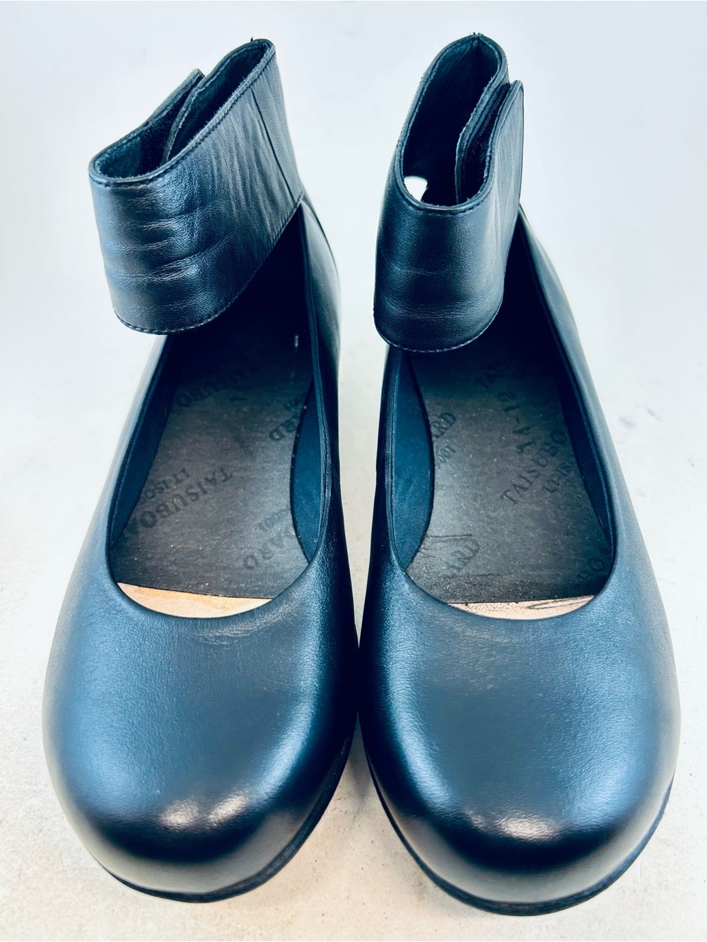 Dansko Black Leather Lulu Ankle Strap Low Wedges size 36 5.5 6 NO INSOLES - Picture 2 of 11